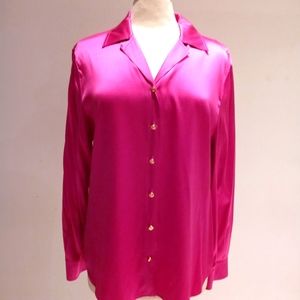St. John Hot Pink Silk Blouse, 12